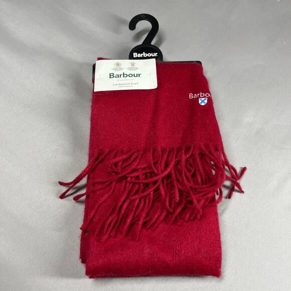 Barbour Red Lambswool Scarf New with tags & Hanger Great Luxury Gift Old Money - Picture 7 of 11